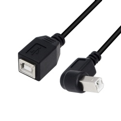 USB 2.0 B Female to Type-B Male (90 Degree UP + Down Right Angle) Printer Short Extension Cable for Printer