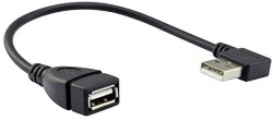 USB 2.0 Extension Cable - Right Angle A Male to Female - 0.7 Feet (20cm)