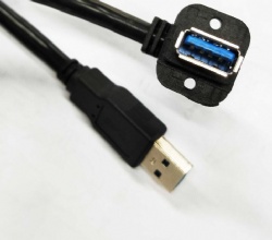 50cm USB 3.0 A male to 90 degree angle USB A female with panel mount screw cable