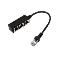 1*RJ45 Male to 3*RJ45 Female splitter cable adpater 25cm Black color Top quality cabletolink