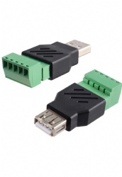 USB 2.0 A screw terminal block adapter type A male to female plug to 5pin/way female bolt 300v 8A Top quality