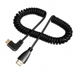 angle spring mini hdmi c male to HDMI A male camera cable