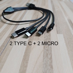 4 in 1 USB Charger Cable Adapter Connector, with 2 Micro USB and 2 Type C for Android Phones Samsung Galaxy S7 Edge / S7 /
