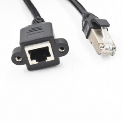 Cat6e RJ45 Male to Female Shielded Ethernet Extension RJ45 Shielded Male Plug to RJ45 Shielded Female Jack Length: 10inch RJ45 panel mount extension cable + 2 screws RJ45 Shielded Male Plug Color: Black