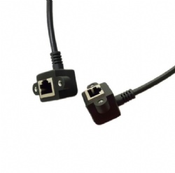 UP Angle RJ45 Female to RJ45 Female with panel mount screw cable 30cm black color top quality cabletolink 2021