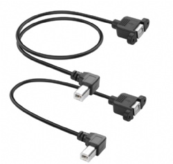 90 degree USB B male to USB B female with panel mount screw cable