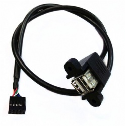 Cabletolink factory 2021 2*PH2.54 10PIN to 2*USB 2.0 A female with panel mount screw cable 50cm