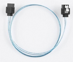 18-inch SATA III 6.0 Gbps 7pin Female Straight to Straight Angle Female Data Cable with Locking Latch, 1.5 FT Blue