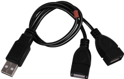 USB 2.0 A Male to 2 Dual USB Female Jack Y Splitter Hub Power Cord Extension Adapter Cable