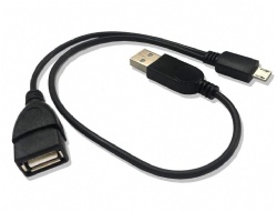 2-in-1 Micro USB to USB Adapter (OTG Cable + TV's USB Power Cable) - Black