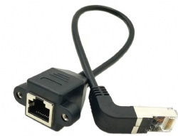 CAT6 Network Extension Cable,90 Degree RJ45 A Male to A Female Screw Panel Mount Extension Cable