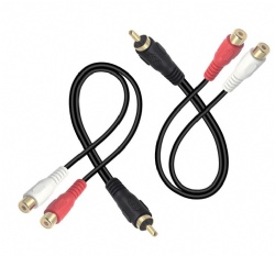 1 RCA (Male) to 2 RCA (Female) Stereo Audio Adapter,