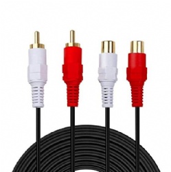 Gold Plated 2 RCA Male to Female Stereo Audio Extension Cable (3m)