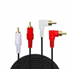 Gold Plated 90 Degree Right Angle 2-Male to 2-Male RCA Audio Cable