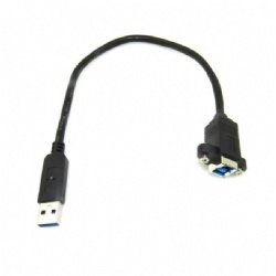 USB 3.0 A male to USB 3.0 B female with panel mount screw cable 30cm