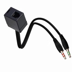 4p4c RJ11 Female to Double 3.5mm male Y splitter cable 30cm top quality