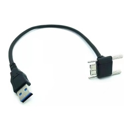 90 degree Micro usb 3.0 B male with panel mount screw to USB 3.0 A male data transfer power charge cable 30cm black color