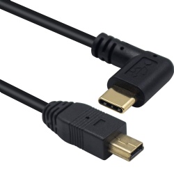 Right Angled USB 3.1 Type C Male to Mini USB Male Converter Cable Cord for Digital Camera